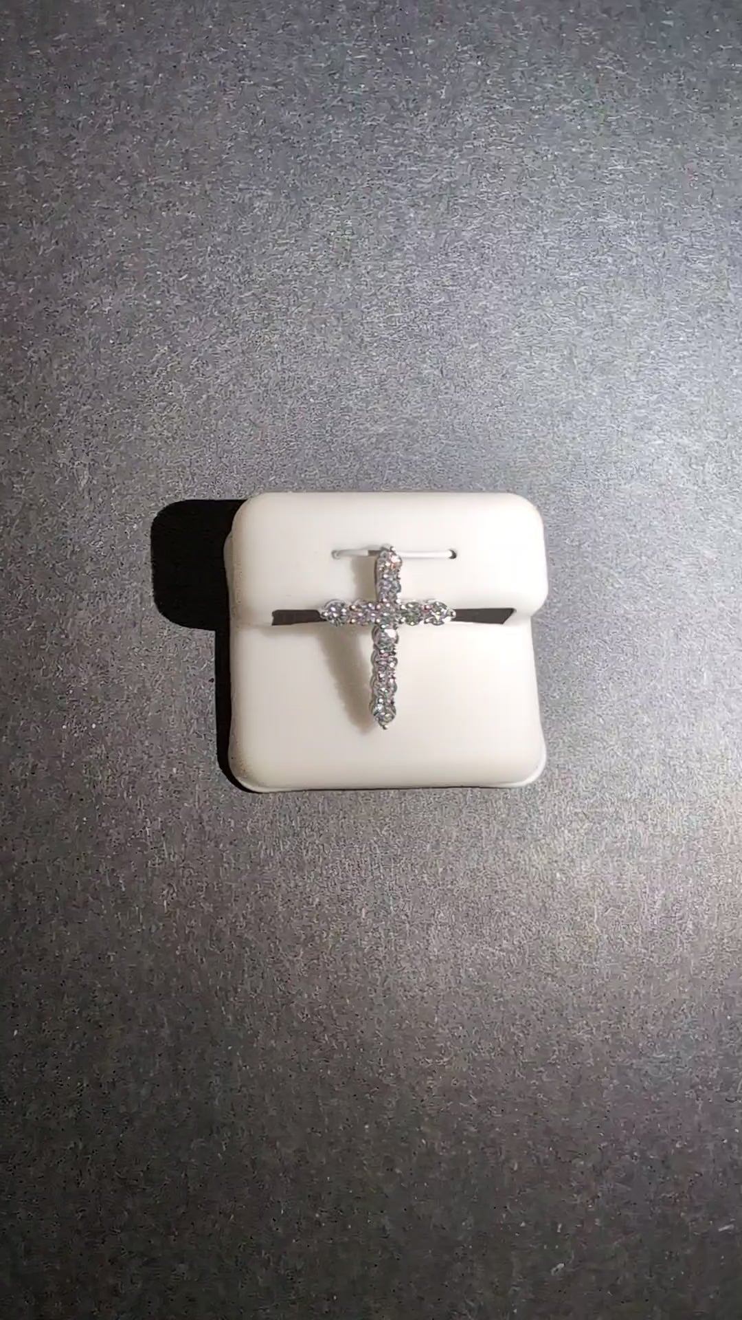 Solid 925 Silver GRA Certified Moissanite Hidden Bail Tennis Cross Pendant