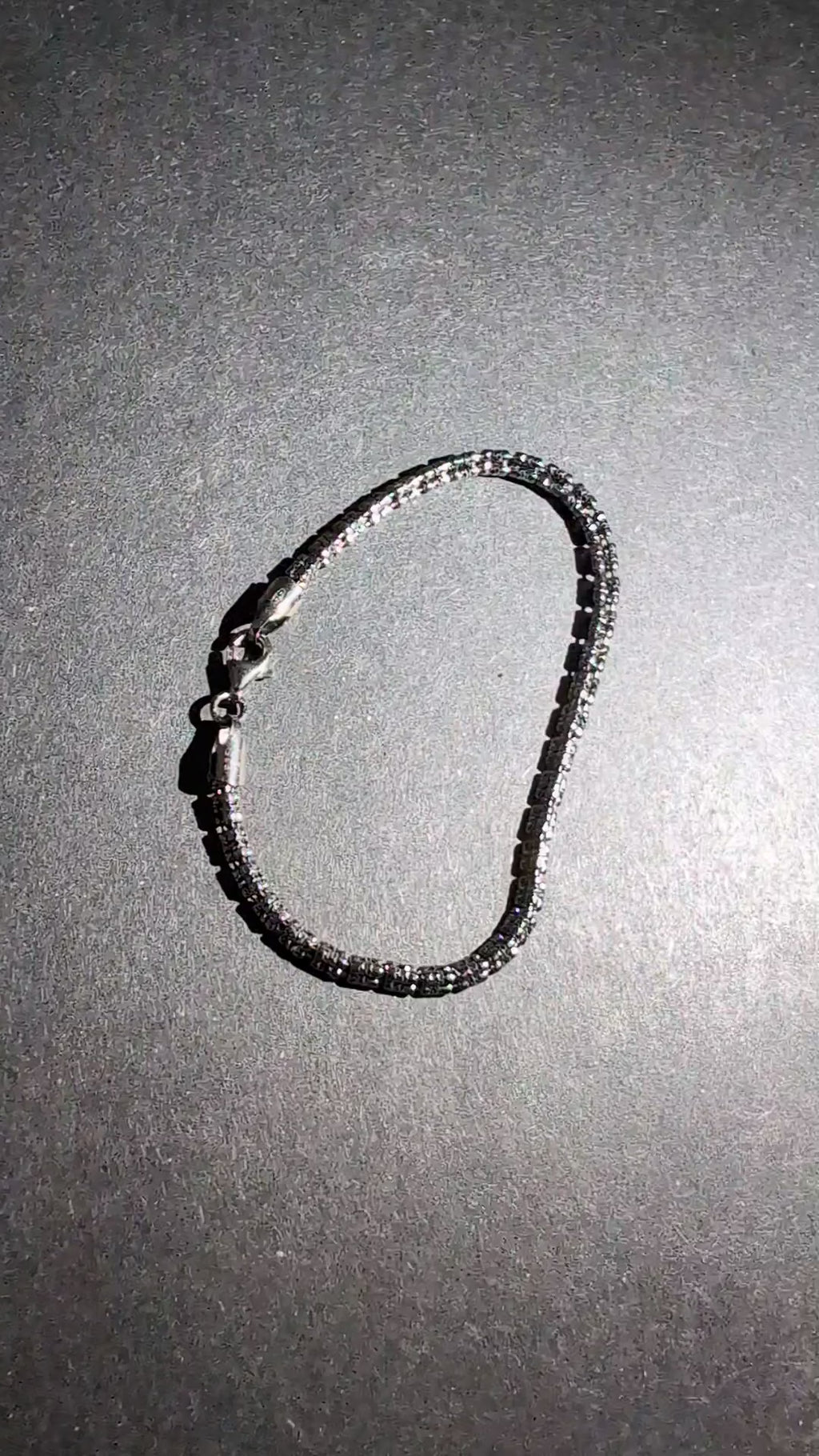 Black Rhodium over Solid 925 Silver Diamond-cut 7" 3.2mm Ice Barrel Bracelet