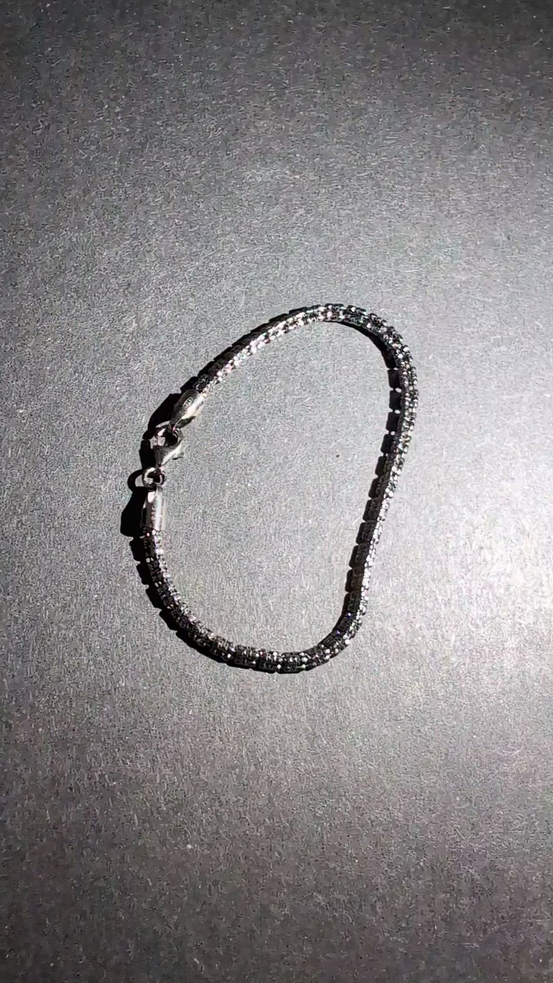 Black Rhodium over Solid 925 Silver Diamond-cut 7" 3.2mm Ice Barrel Bracelet