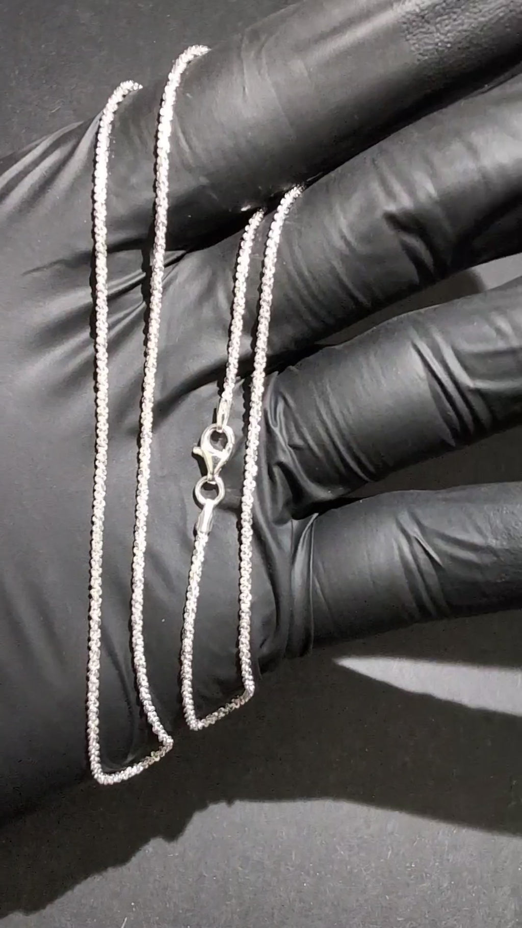 Solid 925 Italian Sterling Silver 1.7mm 20in Twisted Rock / Sparkle Necklace