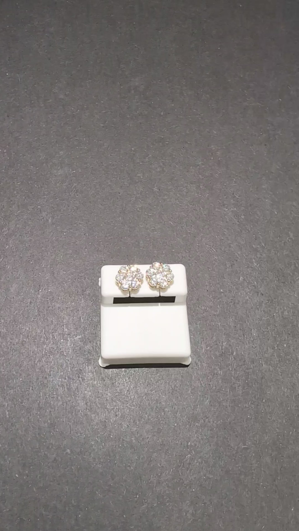 Gold over 925 Silver VVS D Moissanite 9.9mm Honeycomb Cluster Studs