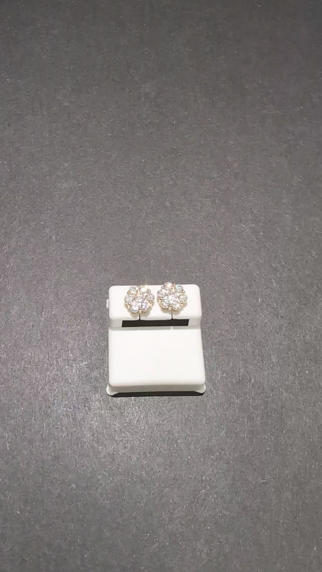 Gold over 925 Silver VVS D Moissanite 9.9mm Honeycomb Cluster Studs