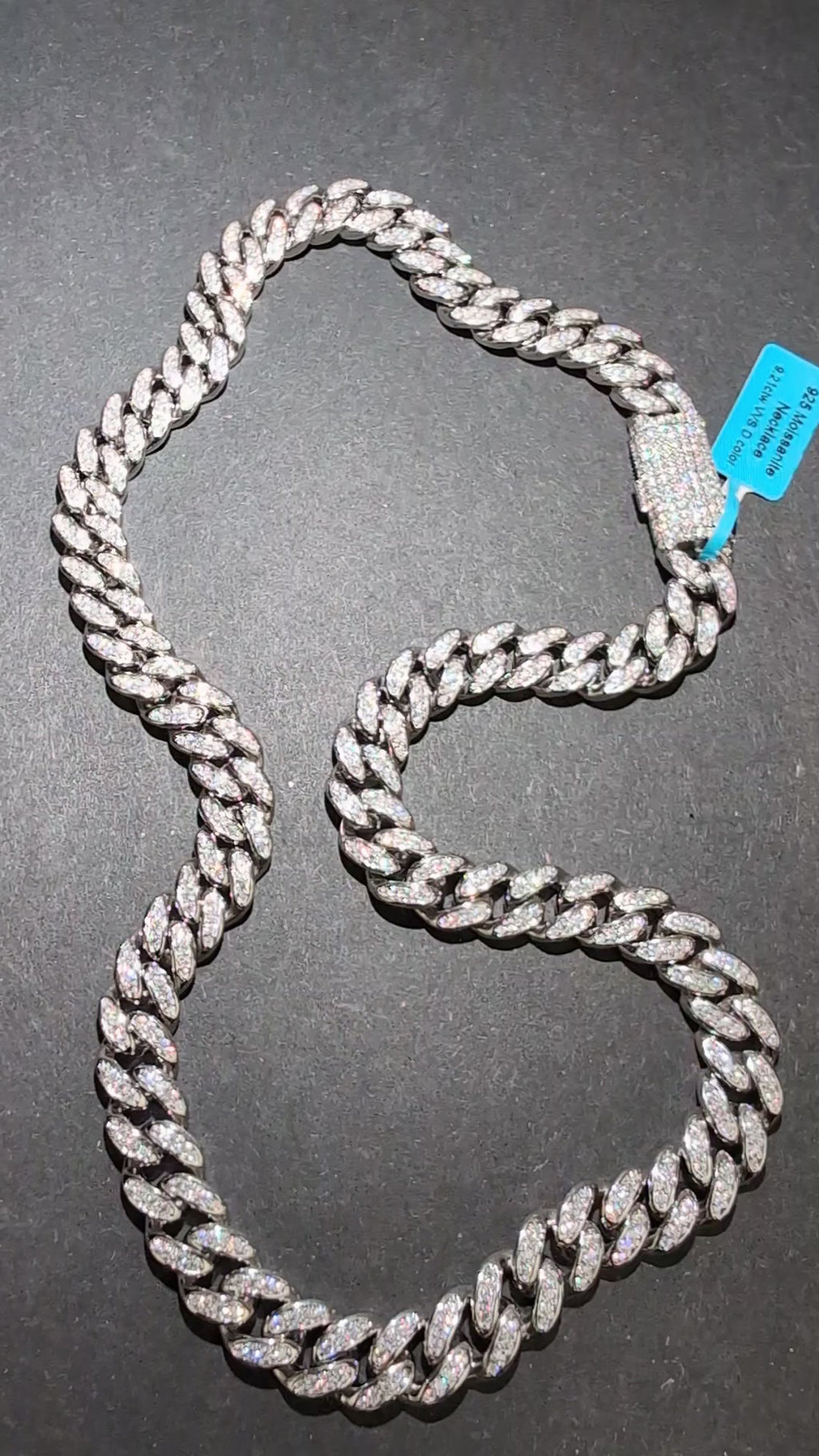 Solid 925 Sterling Silver Iced Out VVS Moissanite 20in 10mm Miami Cuban Necklace