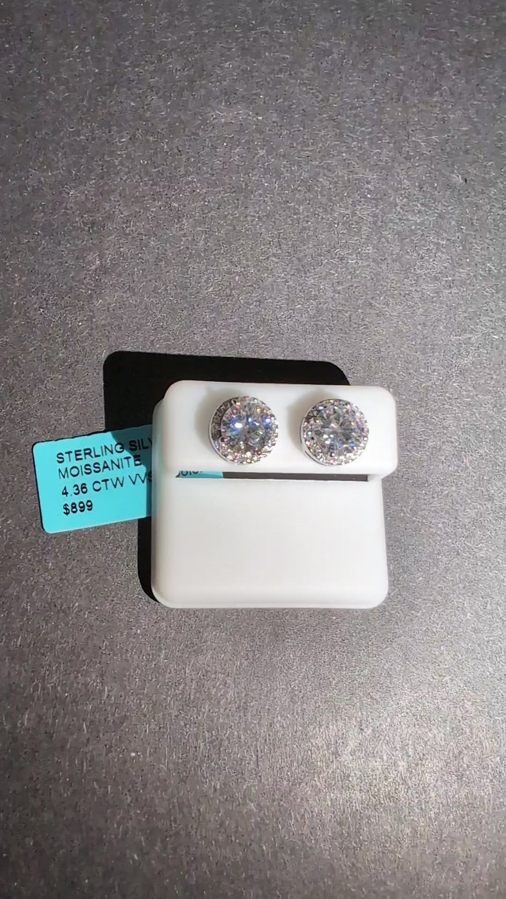 Solid 925 Sterling Silver VVS D Moissanite 10.8mm Halo Stud Earrings 4.36ctw