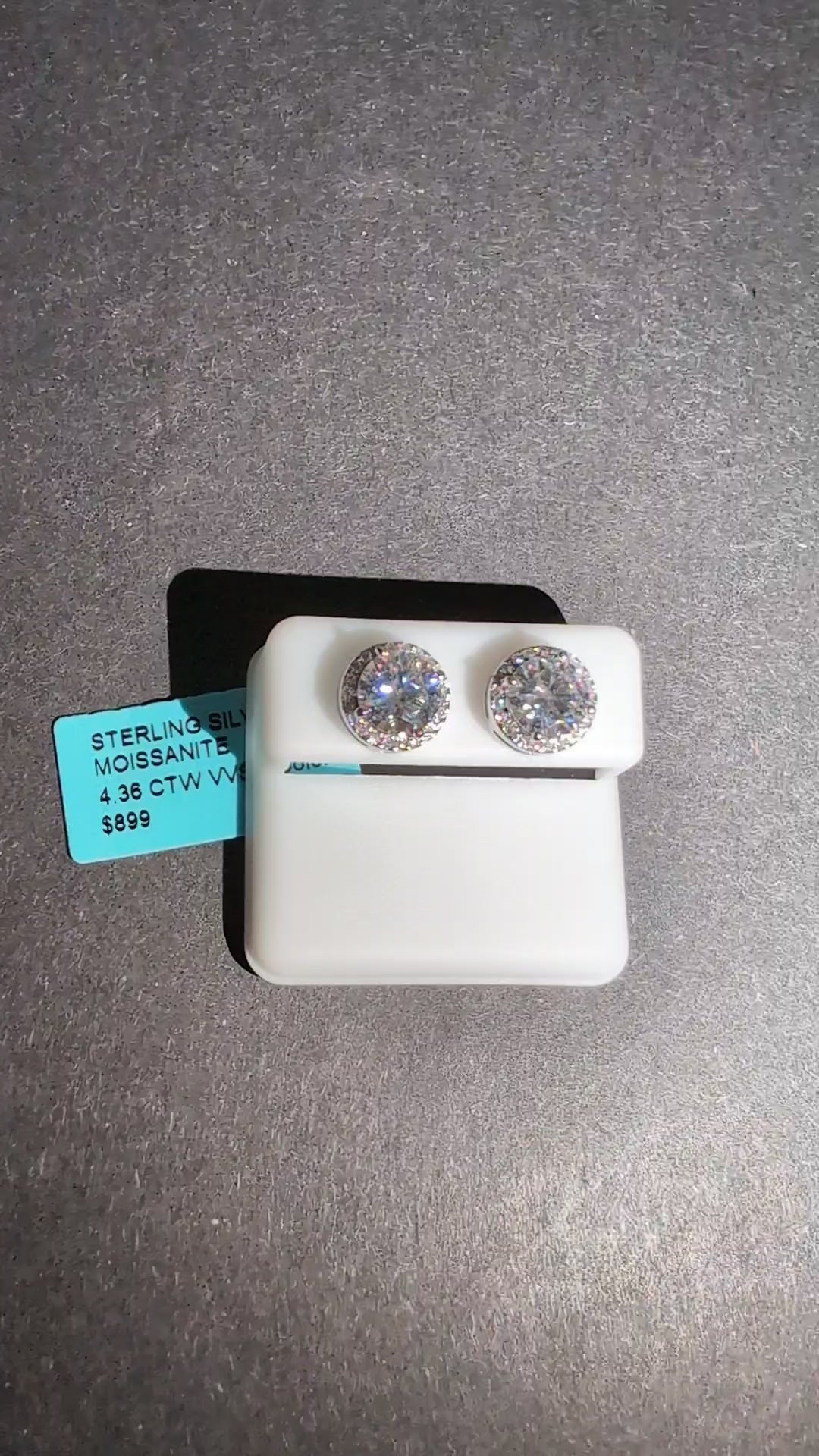 Solid 925 Sterling Silver VVS D Moissanite 10.8mm Halo Stud Earrings 4.36ctw