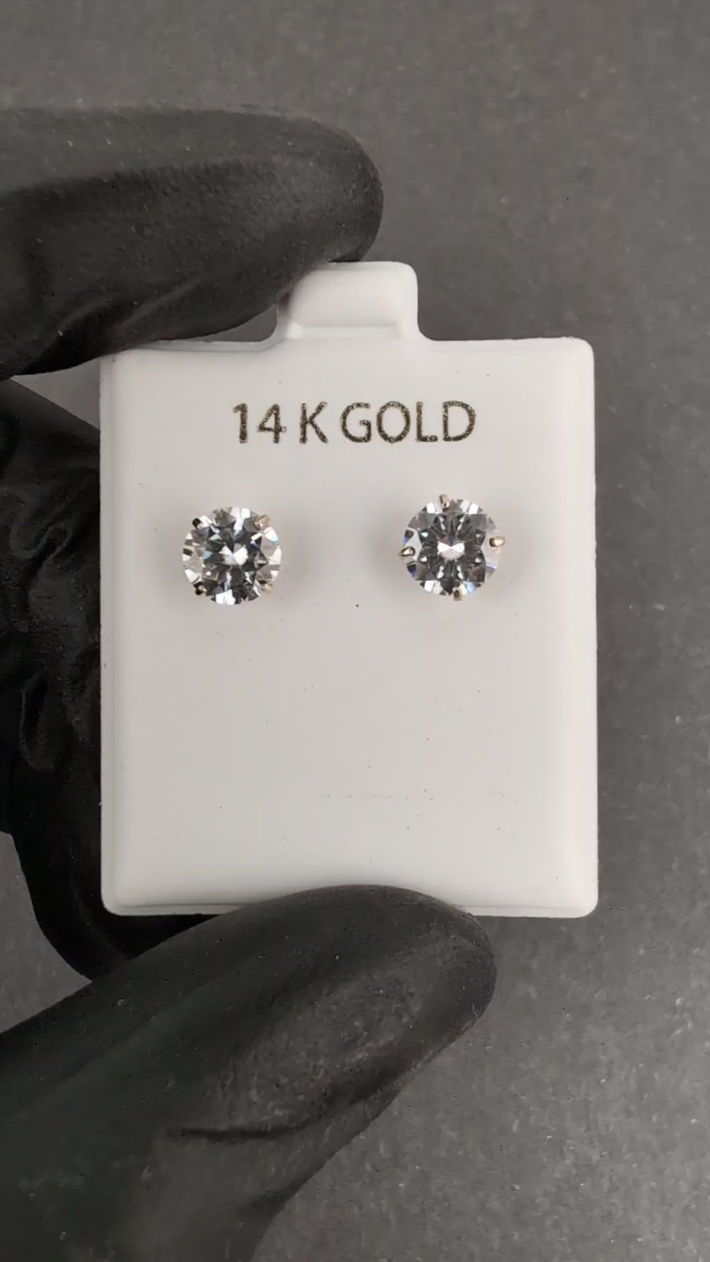 Solid 14K Yellow Gold VVS D 7.0mm Round Cut Moissanite Solitaire Studs 2.4ctw