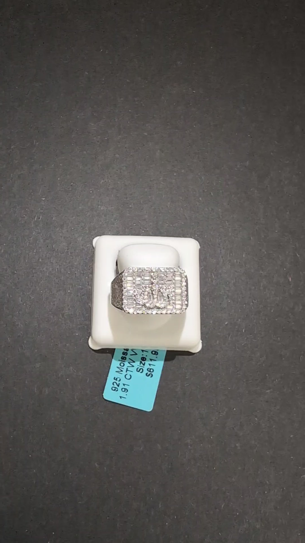 Solid 925 Sterling Silver Iced Out VVS D Moissanite Allah Ring Size 10