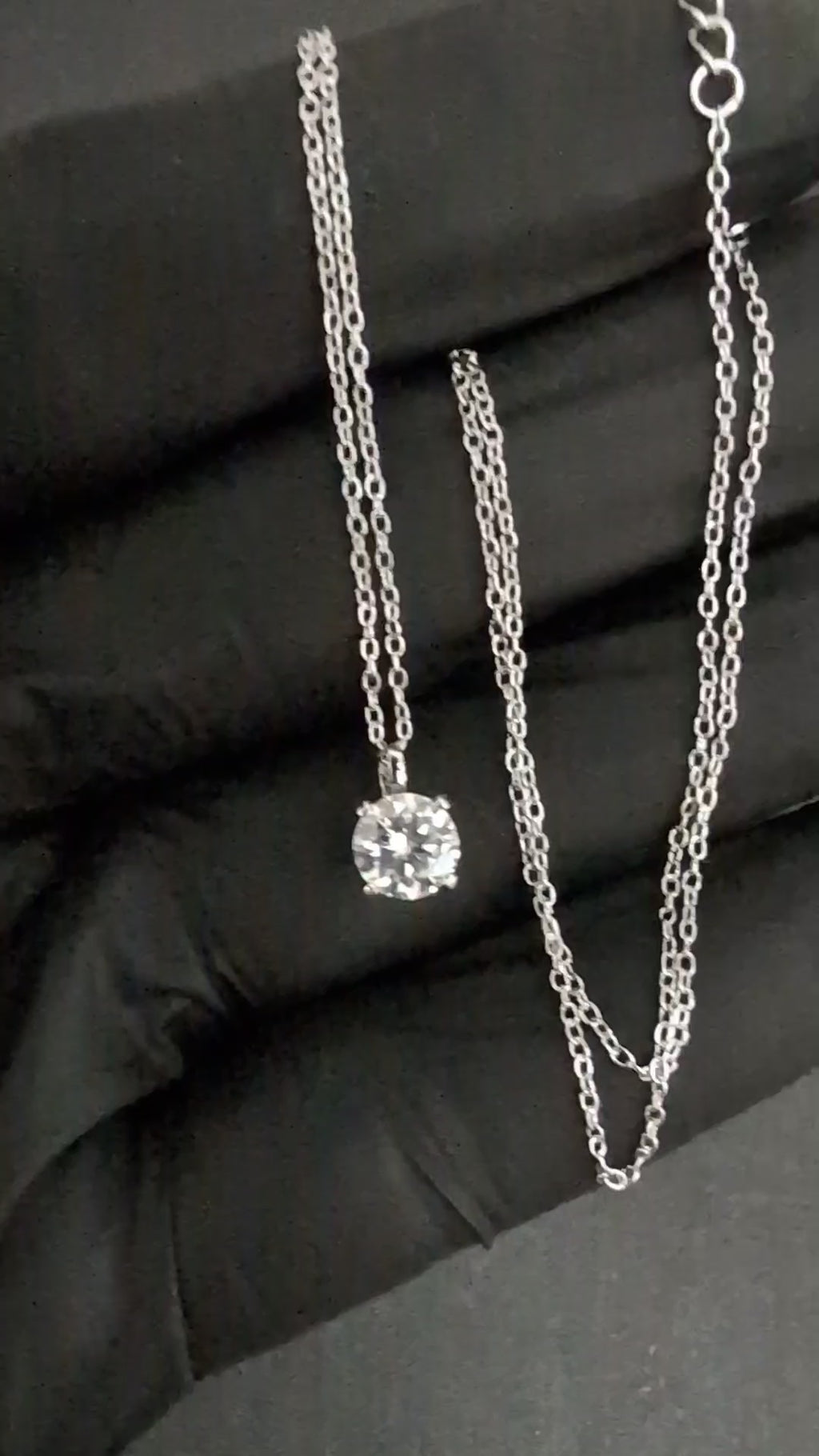 Solid 925 Silver 16.5"- 18" Chain w/ GRA Certified Moissanite Solitaire Pendant