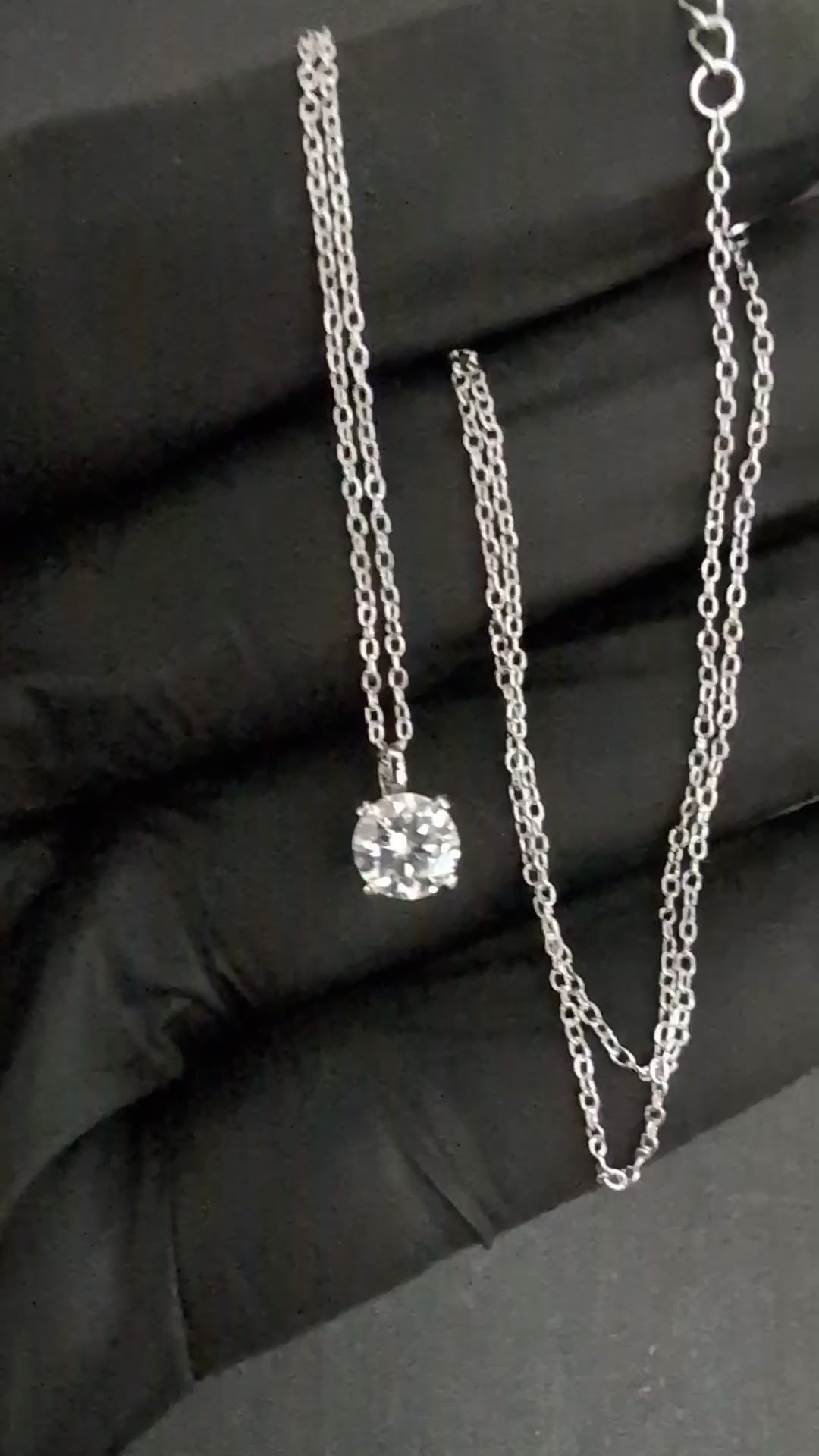Solid 925 Silver 16.5"- 18" Chain w/ GRA Certified Moissanite Solitaire Pendant